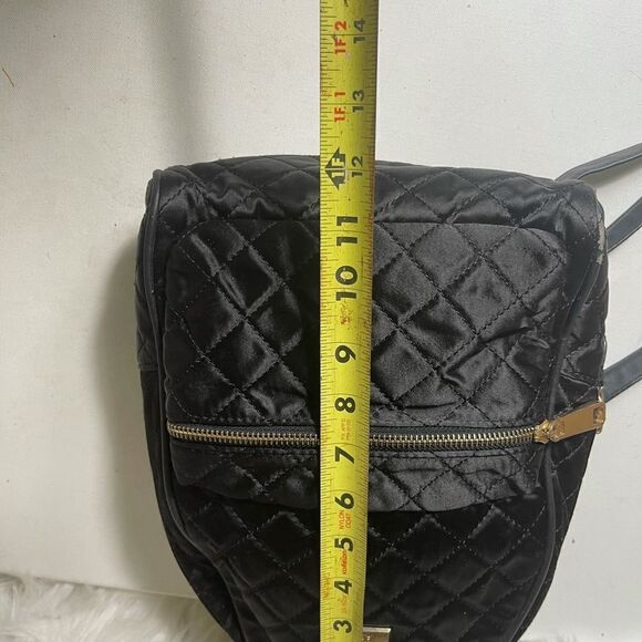 Aldo black satin quilted small backpack pre owned - Picture 10 of 12